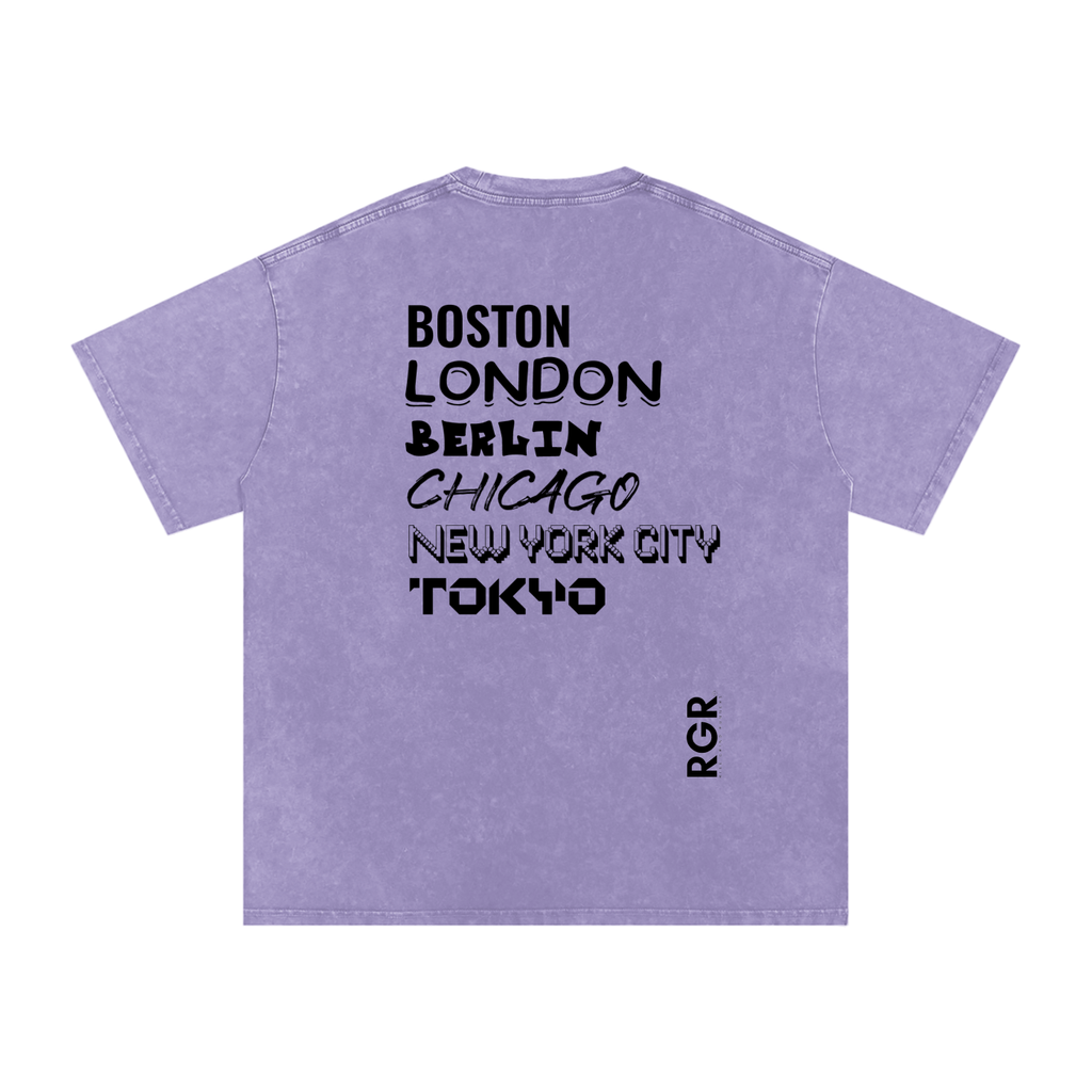 The Big 6 Marathons Washed Oversized Cotton T-Shirt