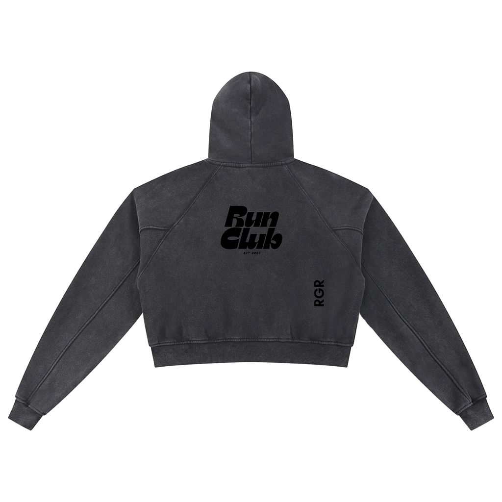 RUN CLUB Snow Washed Cropped Hoodie