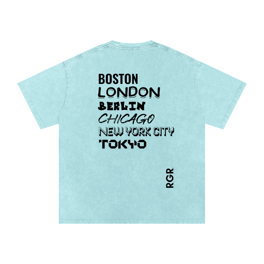 The Big 6 Marathons Washed Oversized Cotton T-Shirt